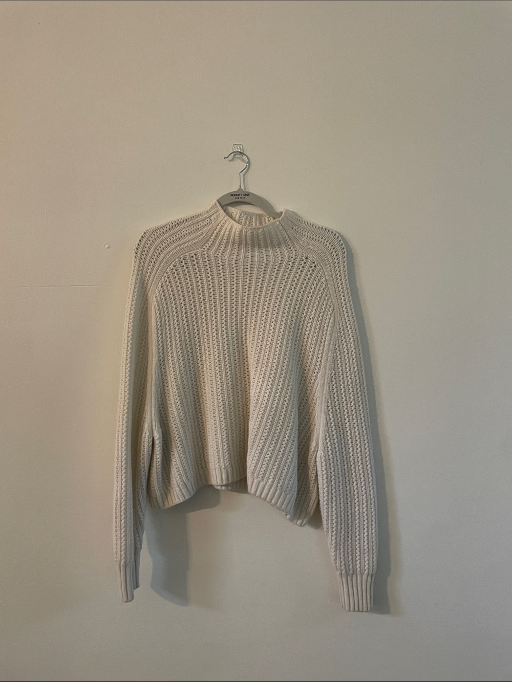 Madewell Cream Cable Knit Mock Neck Sweater
